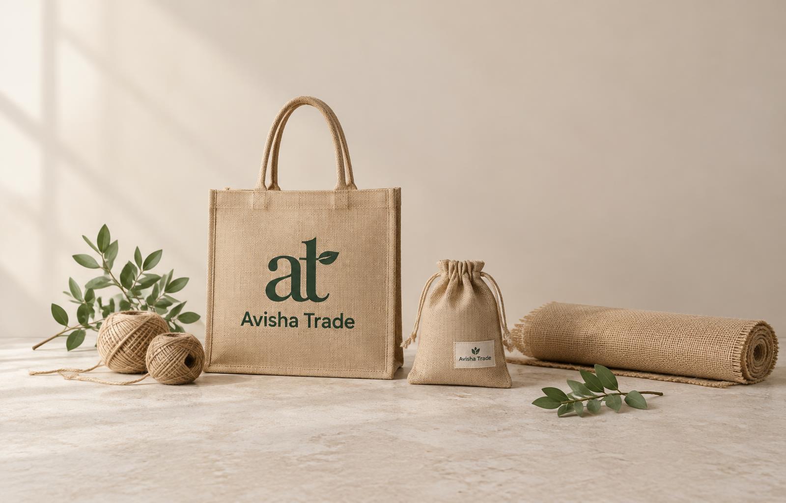 Jute tote bag, twine and woven natural fabric